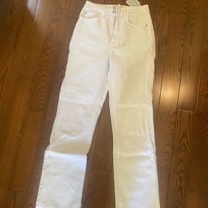 Worn once zara straight flare with slit denim